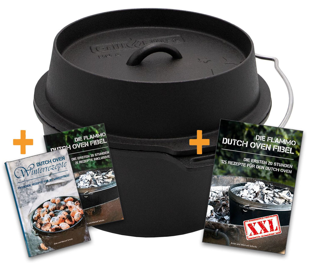 Dutch oven DO6 emaljert støpejern 5,7 l flat bunn forfra