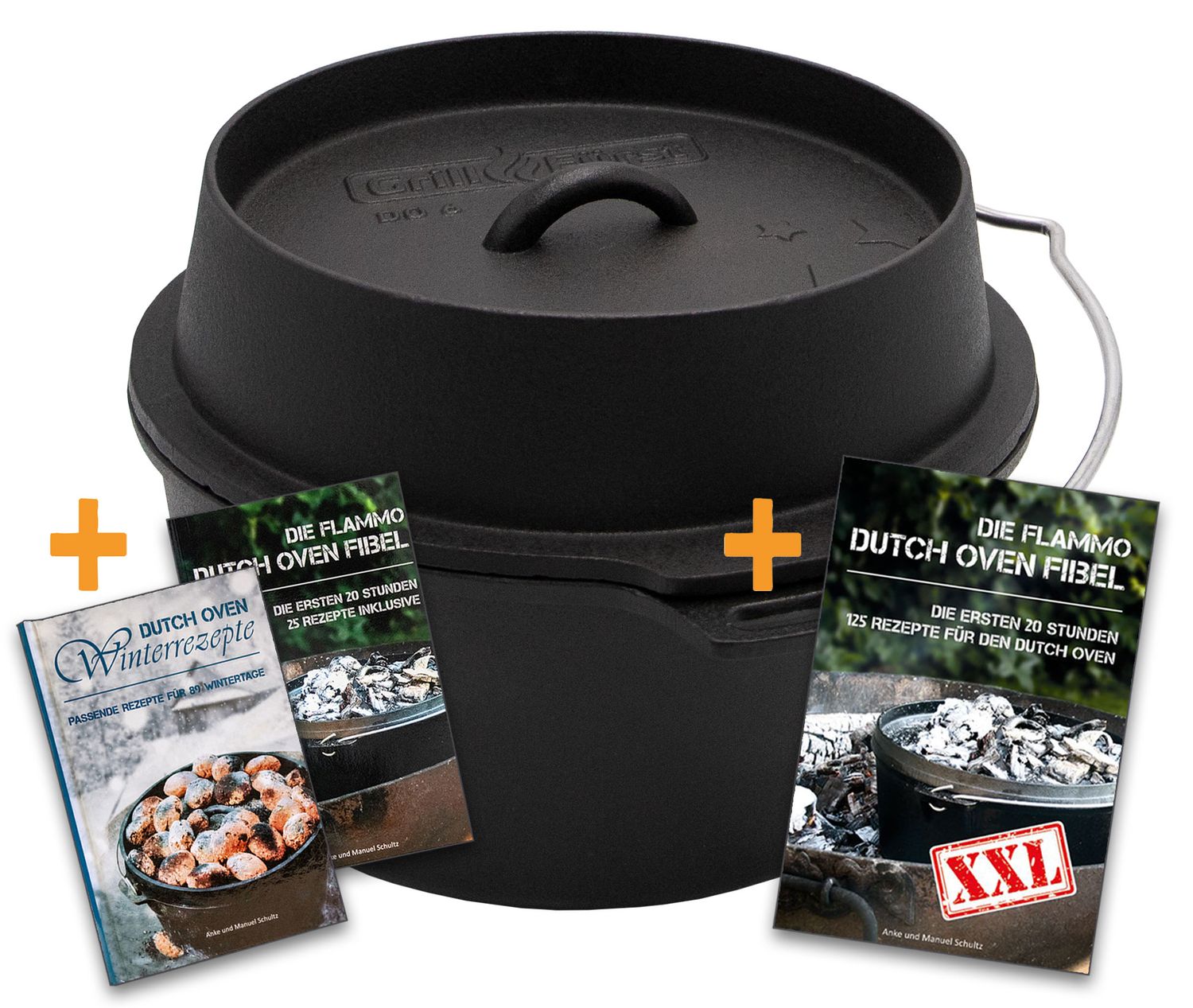 Dutch oven DO6 emaljert støpejern 5,7 l flat bunn forfra