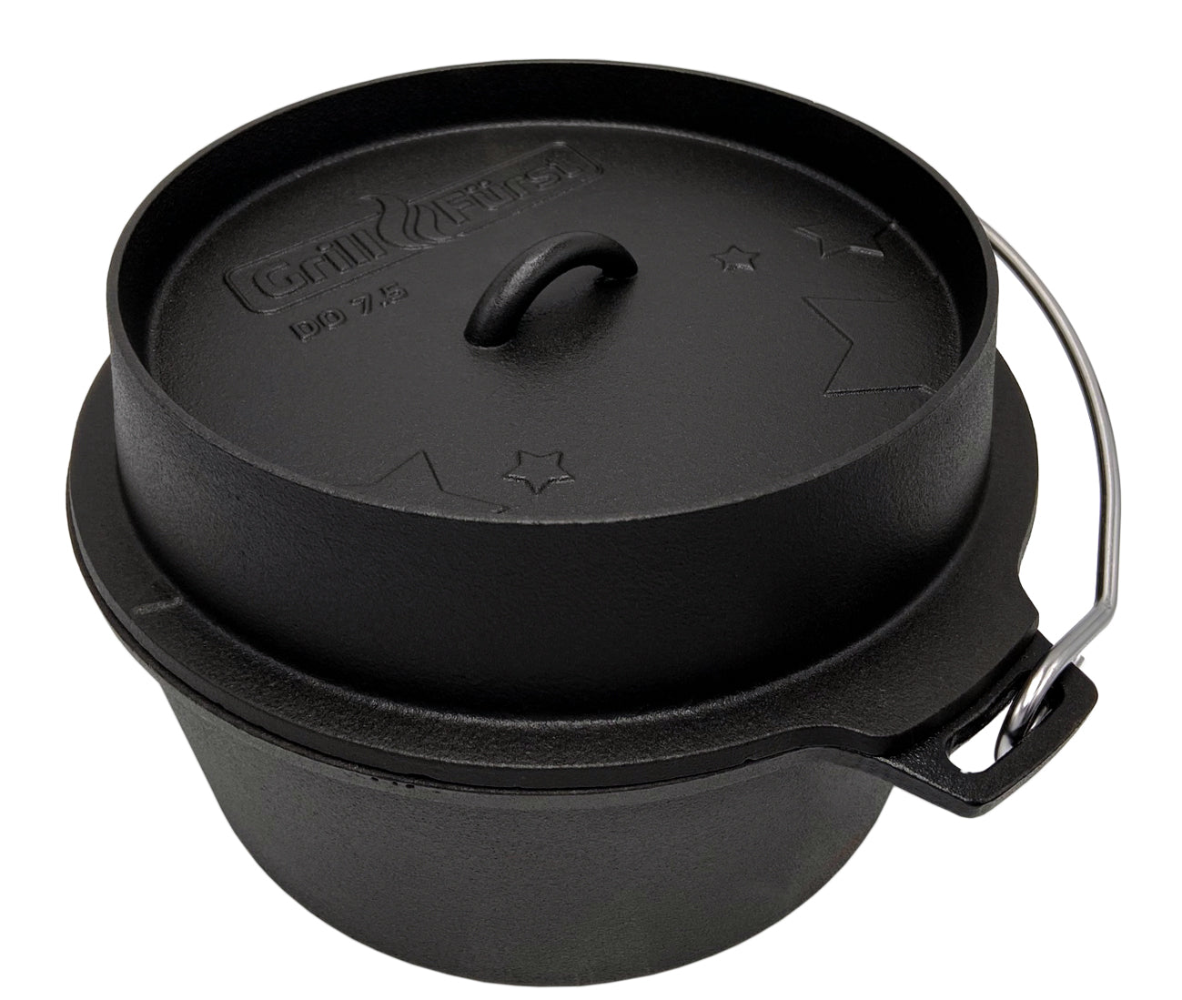 Dutch oven DO7,5 emaljert støpejern 7,2 l flat bunn bakside