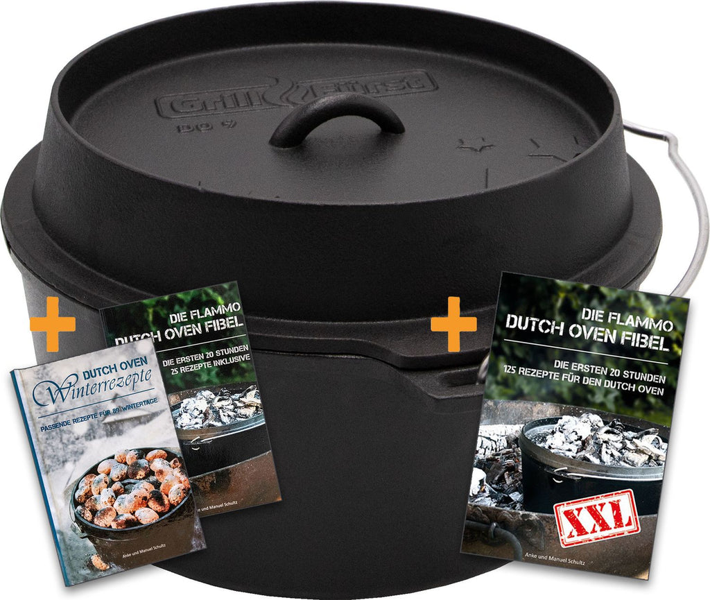 Dutch oven DO9 emaljert støpejern 9,1 l flat bunn forfra