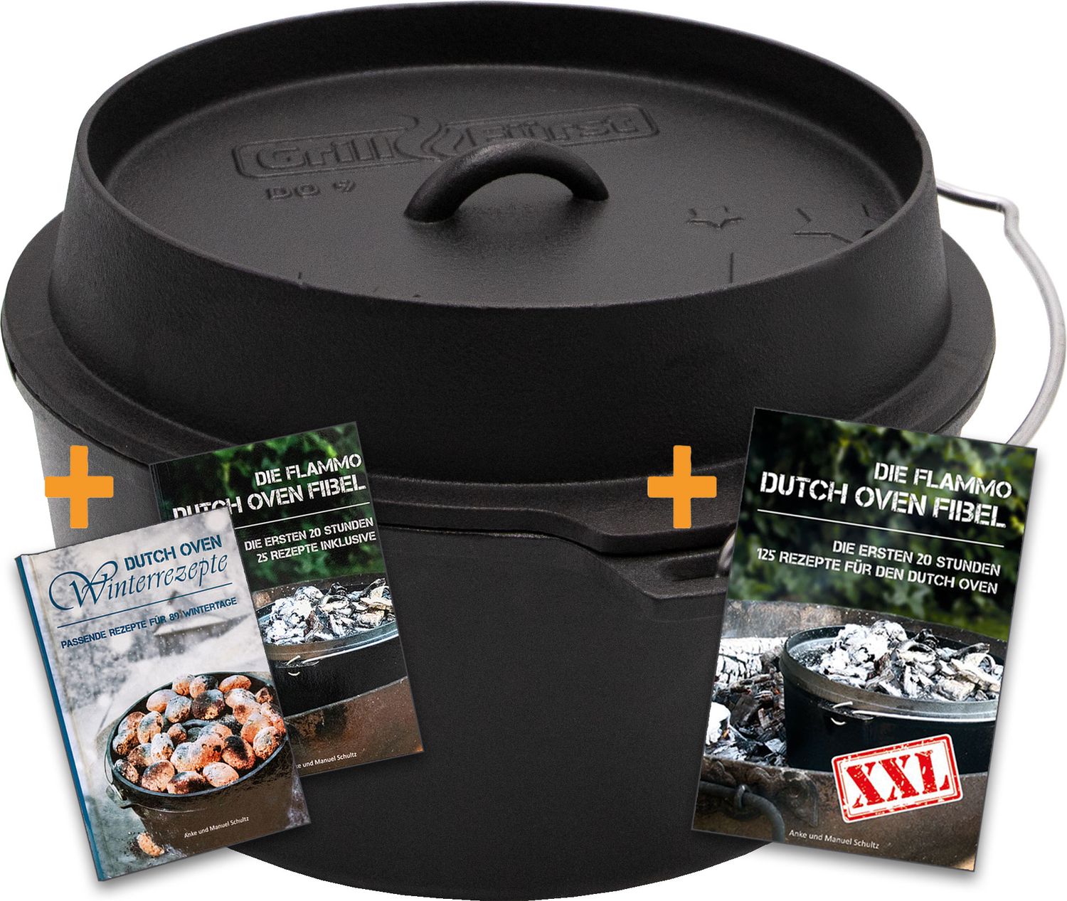 Dutch oven DO9 emaljert støpejern 9,1 l flat bunn forfra