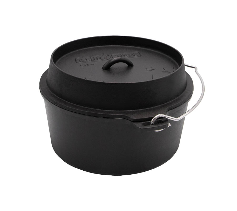 Dutch oven DO9 støpejern 9,1 l flat bunn 29,9 cm forfra
