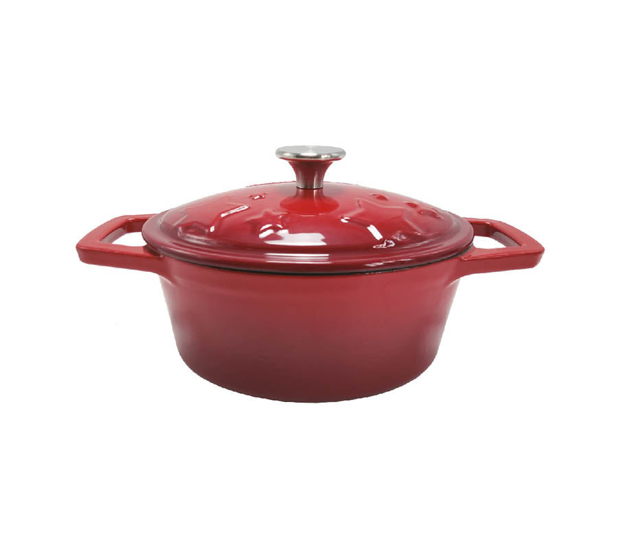 Dutch oven emaljert støpejern S 1,2 l rød - Grillfürst forfra