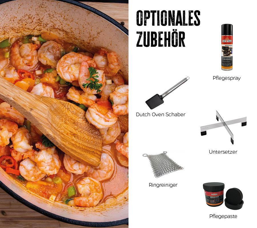 Dutch oven emaljert støpejern S 1,2 l rød - Grillfürst innside kremhvit emalje