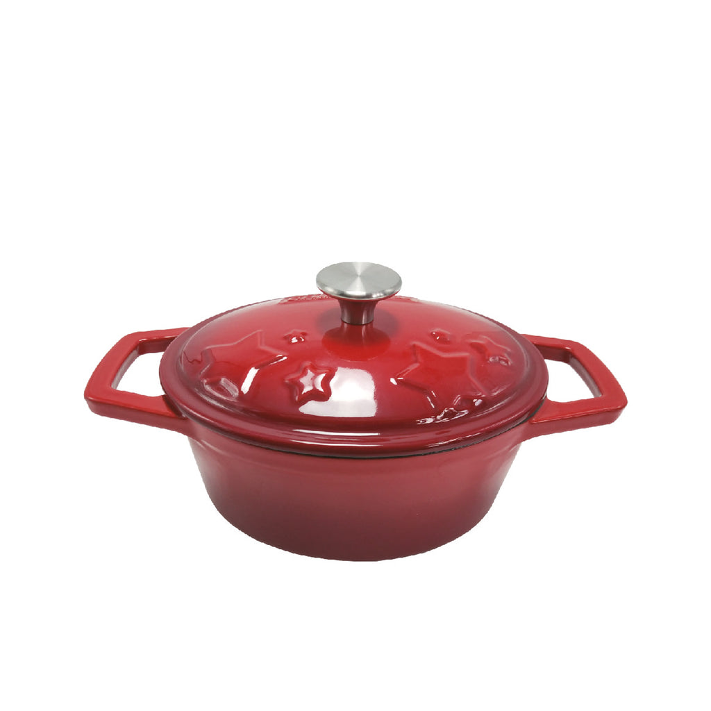 Pakke med Dutch oven emaljert støpejern S 1,2 l rød Grillfürst