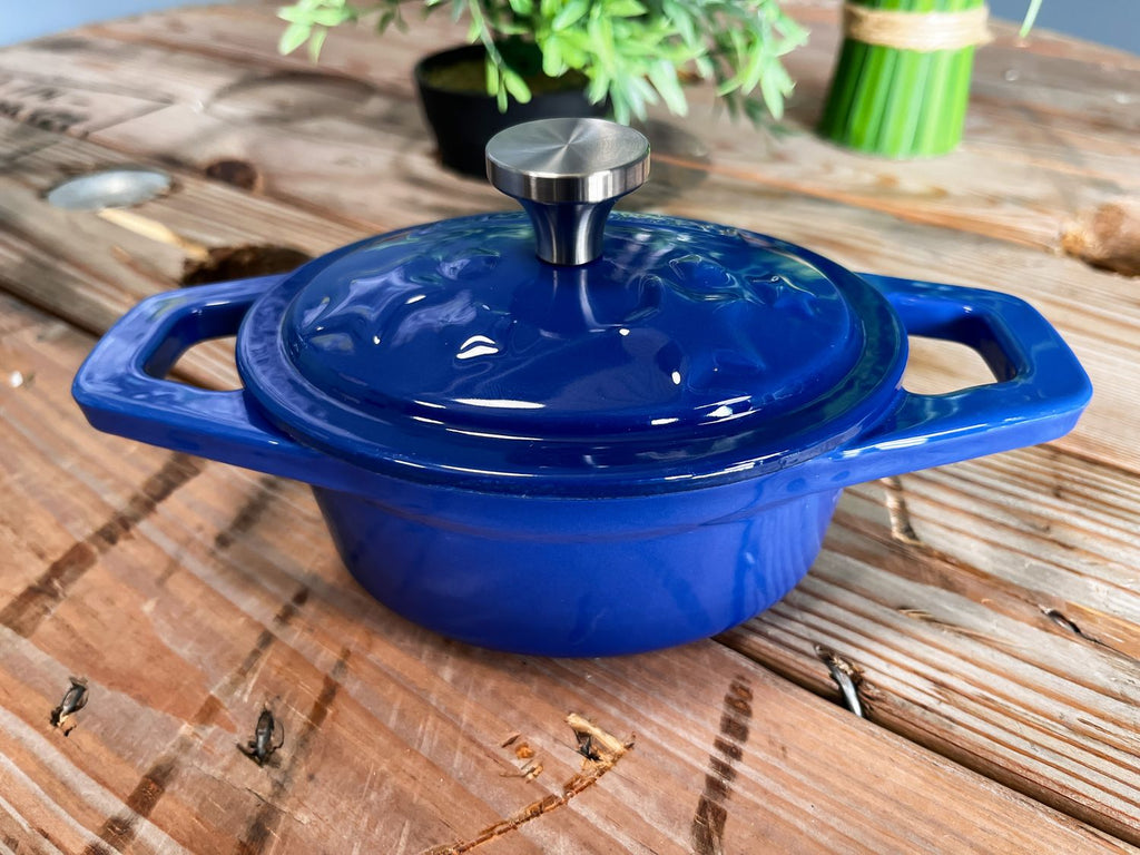 Dutch oven emaljert støpejern XS 0,35 l blå bakside