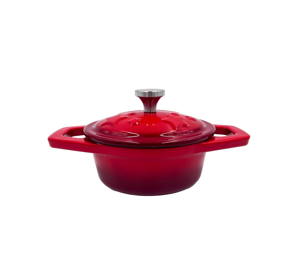 Dutch oven emaljert støpejern XS 0,35 l rød - Grillfürst forfra