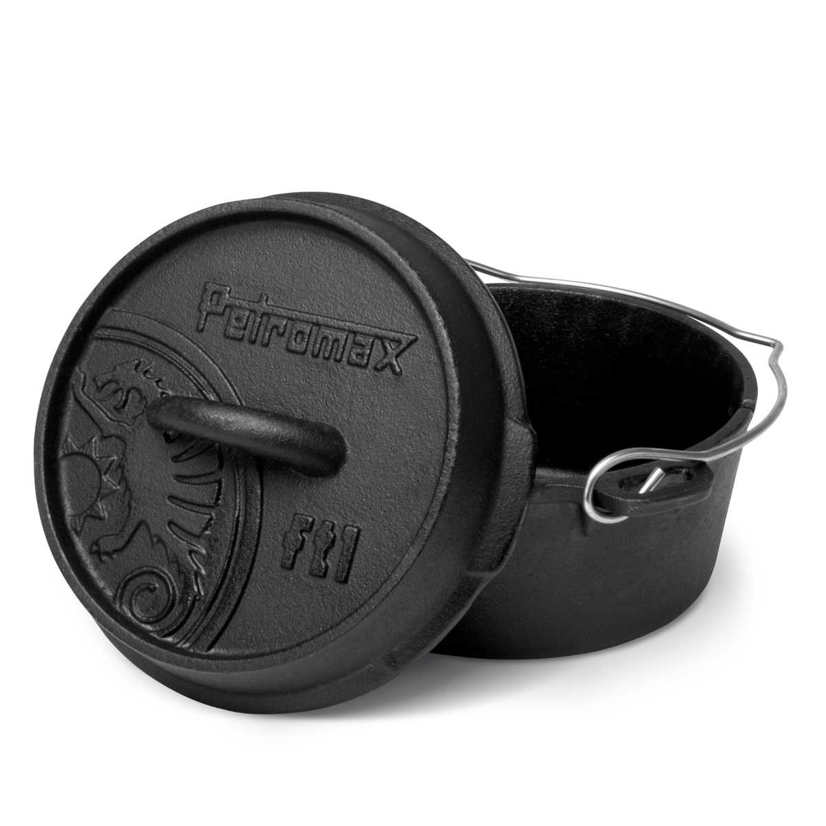 Dutch oven ft1 med flat bunn støpejern - Petromax forfra