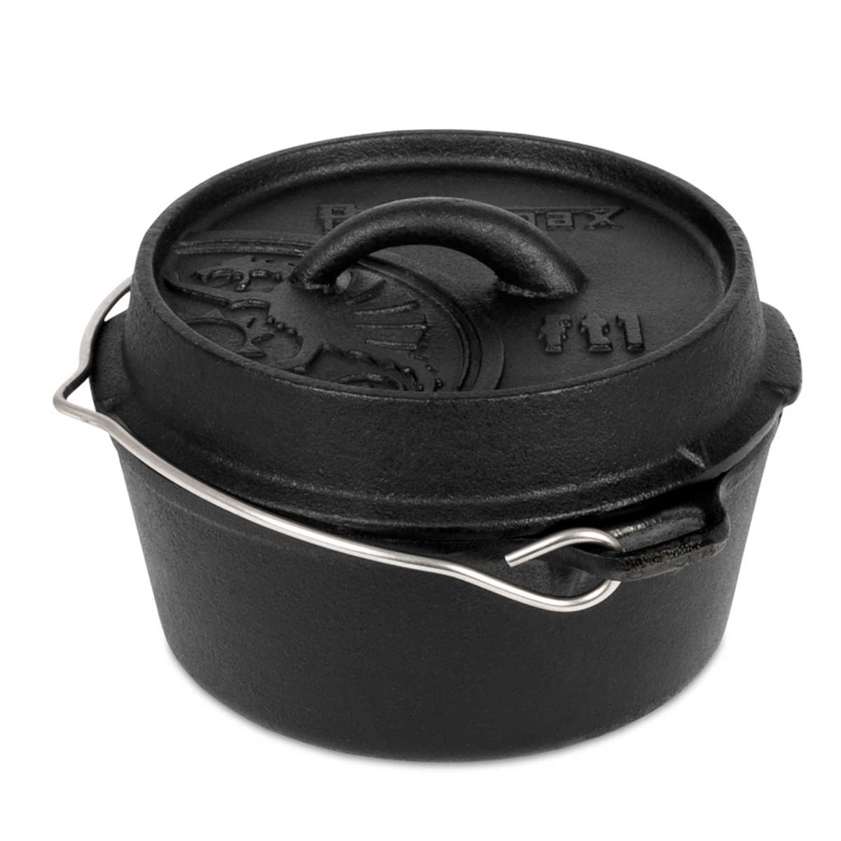 Dutch oven ft1 med flat bunn støpejern - Petromax lokk detalj