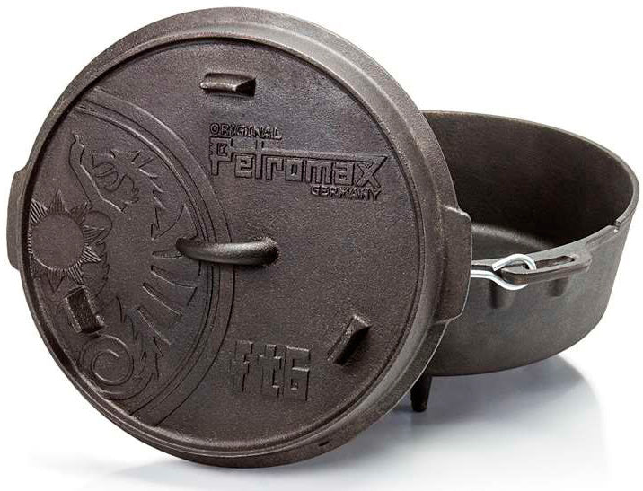 Dutch oven ft6 støpejern med føtter 5,5 liter - Petromax bakside