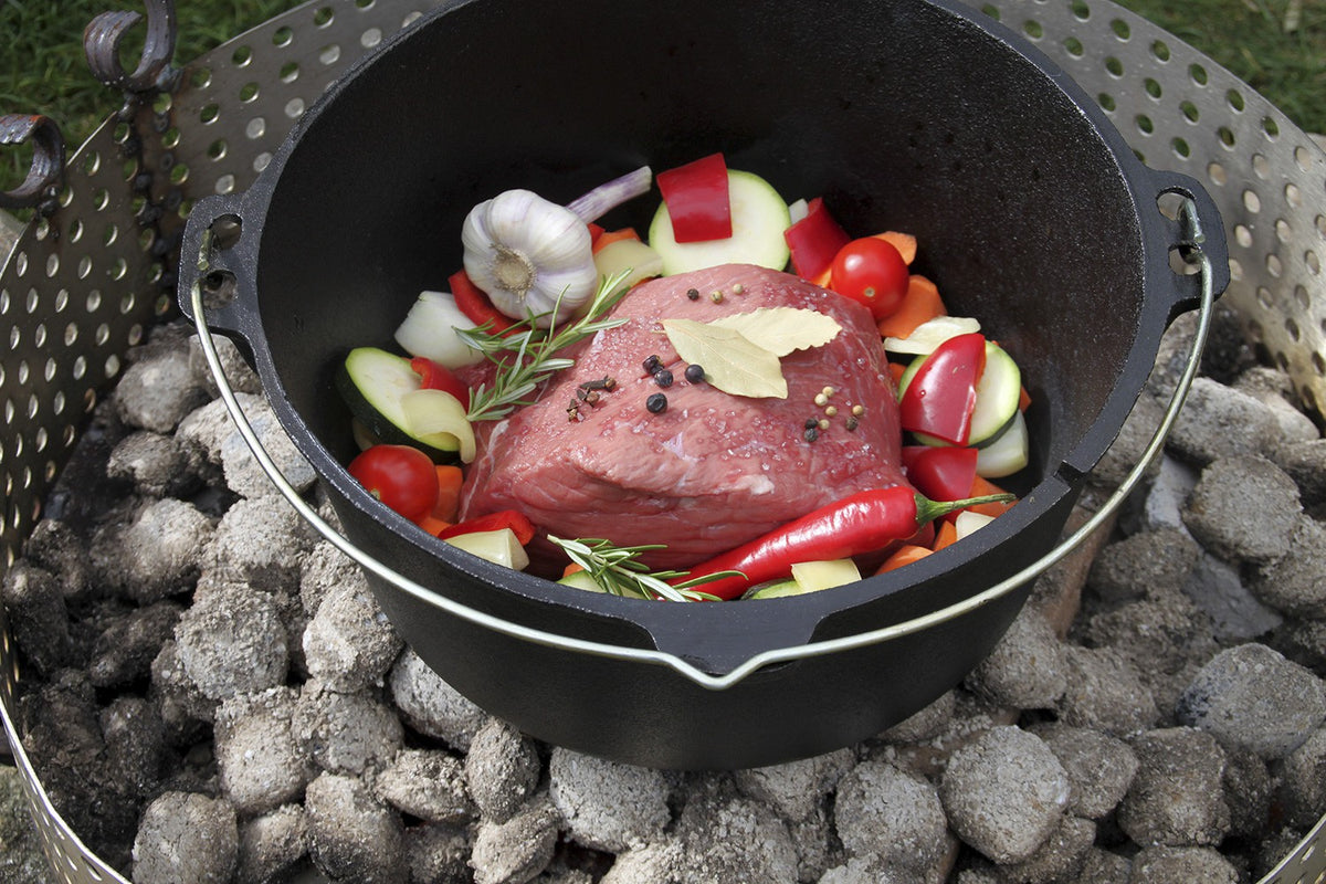 Dutch oven ft9-t uten føtter 7,5 L støpejern montert på grill