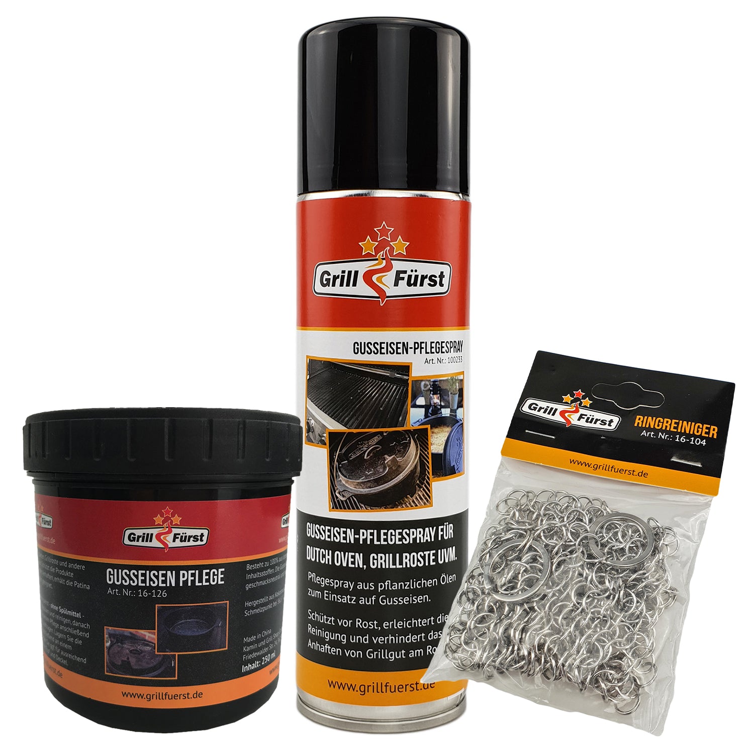 Dutch oven rengjørings- og pleiesett for Petromax forfra