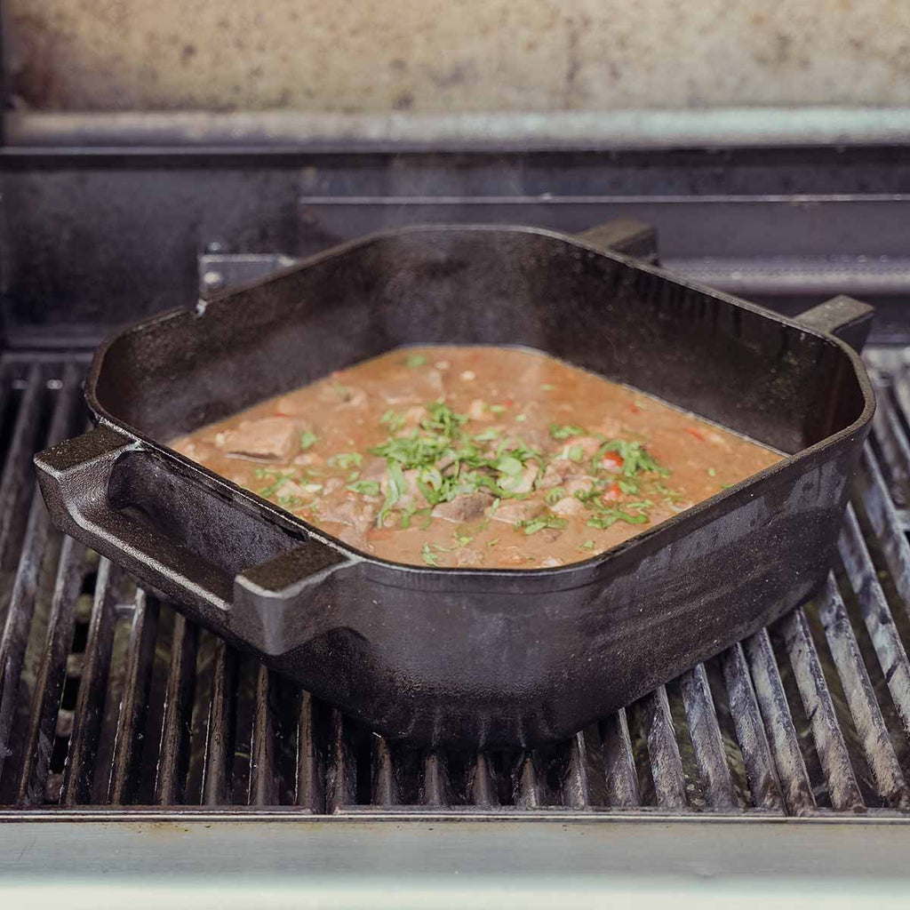 Dutch oven Square 10 qt uten føtter støpejern 9,5 l bakside