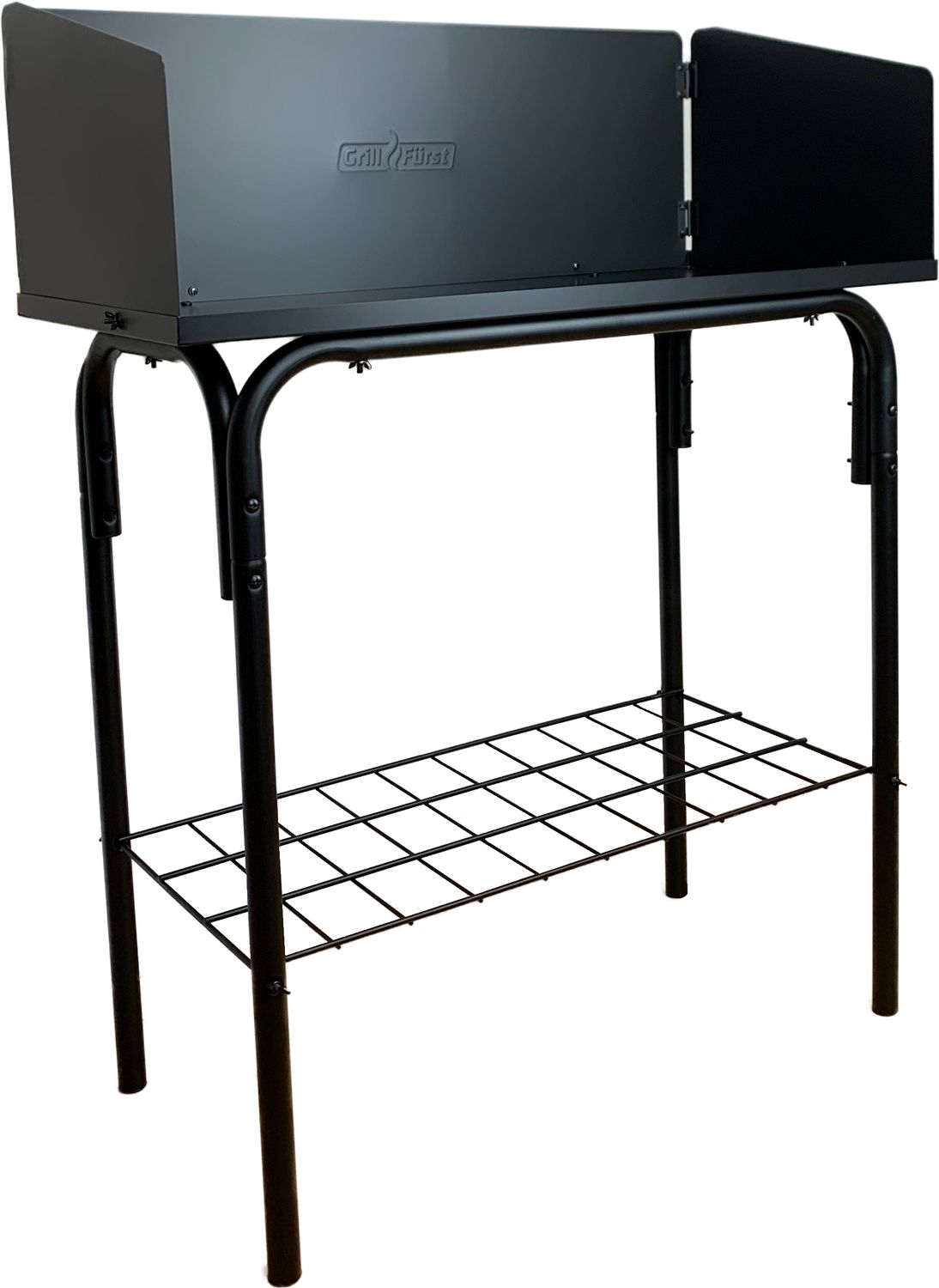 Dutch oven stasjon med vindskjerm 95x46 cm stål forfra