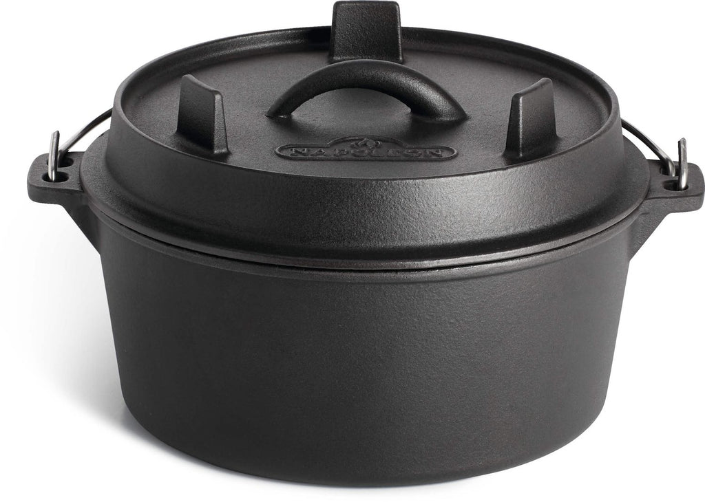 Dutch oven støpejern 24 cm med lokk 4,5 liter Napoleon forfra