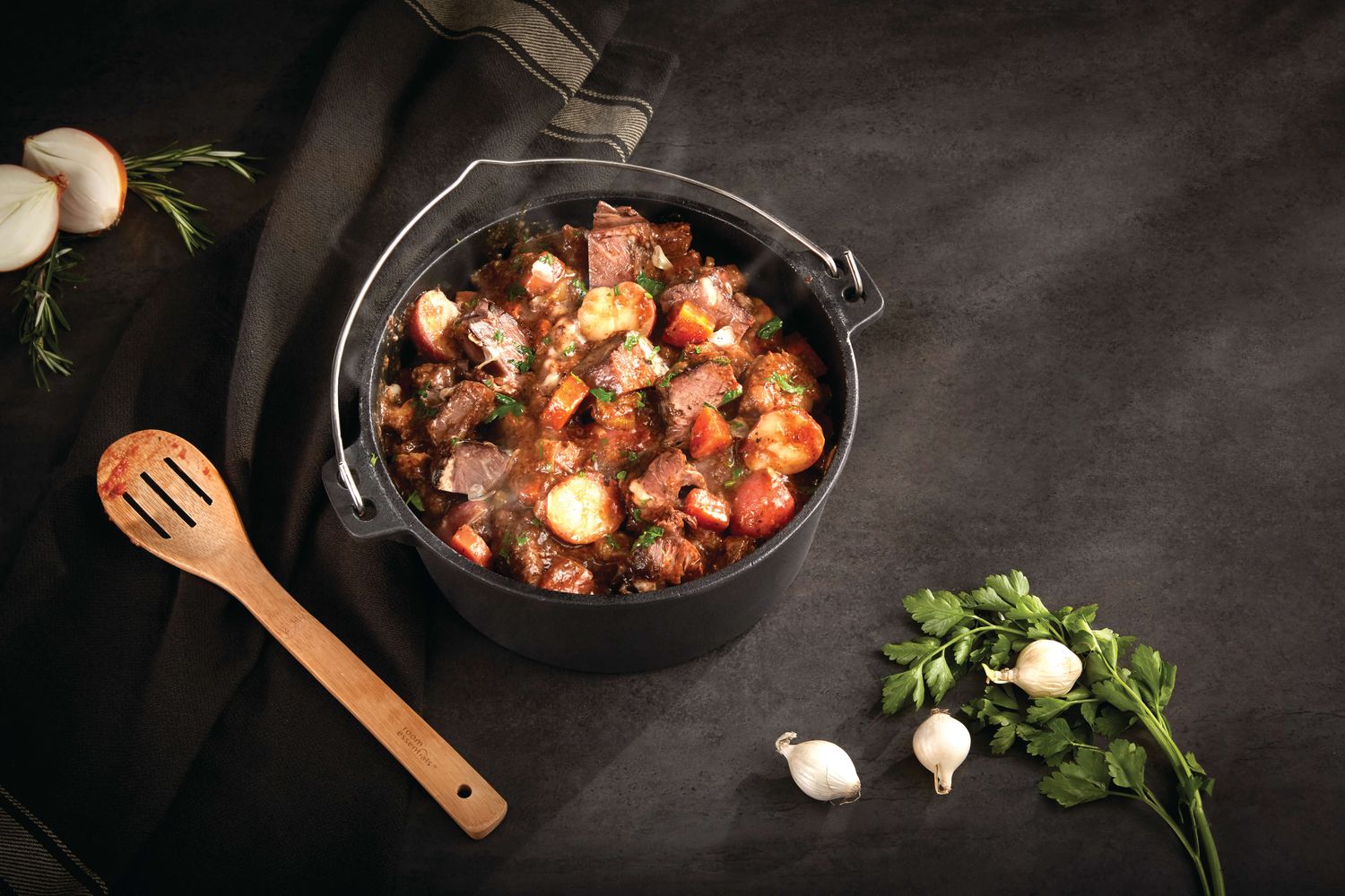 Dutch oven støpejern 24 cm med lokk 4,5 liter Napoleon montert