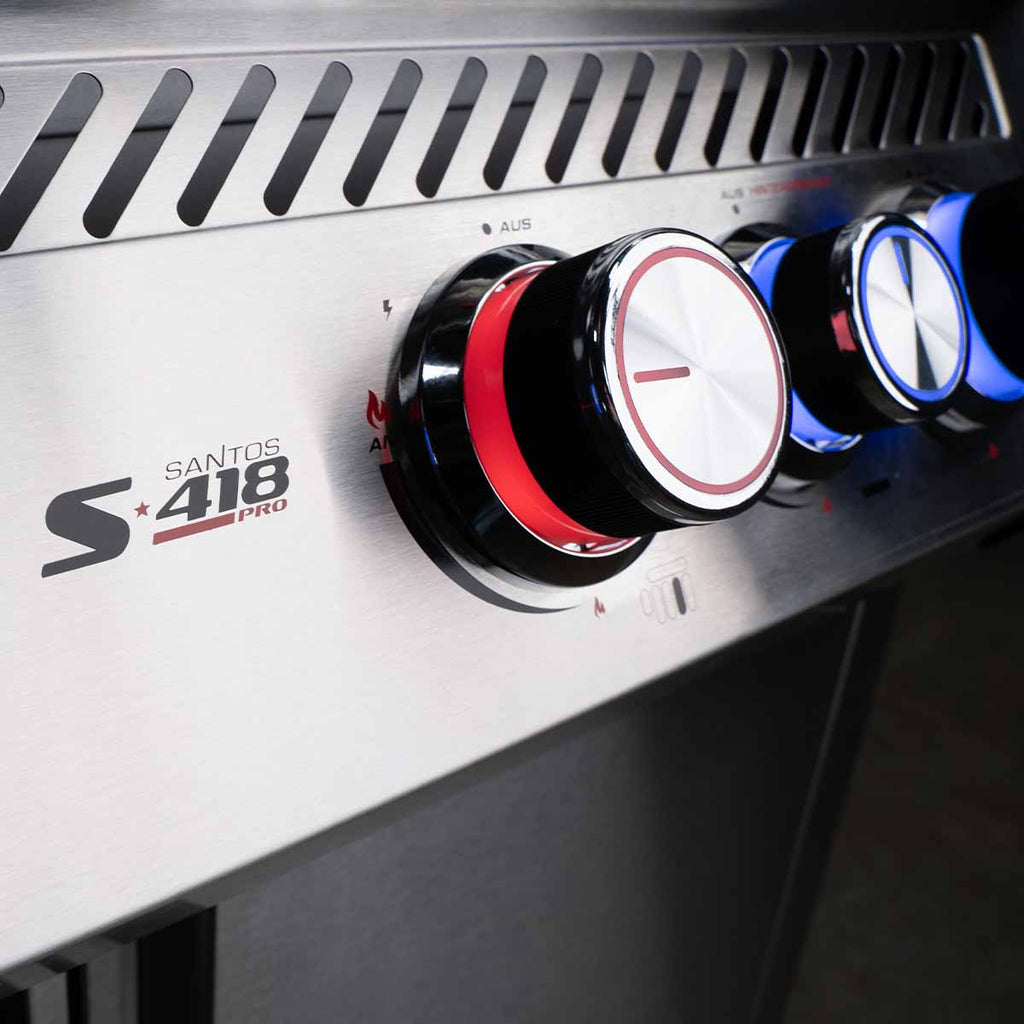 Gassgrill S-418 Pro TST rustfritt stål 4 brennere bakbrenner - SANTOS