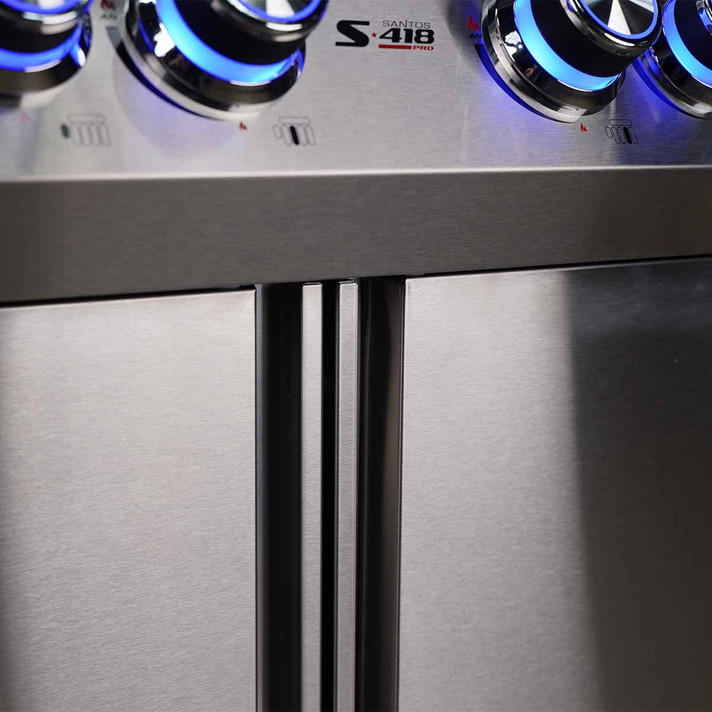 Gassgrill S-418 Pro rustfritt stål 4 brennere bakbrenner - SANTOS