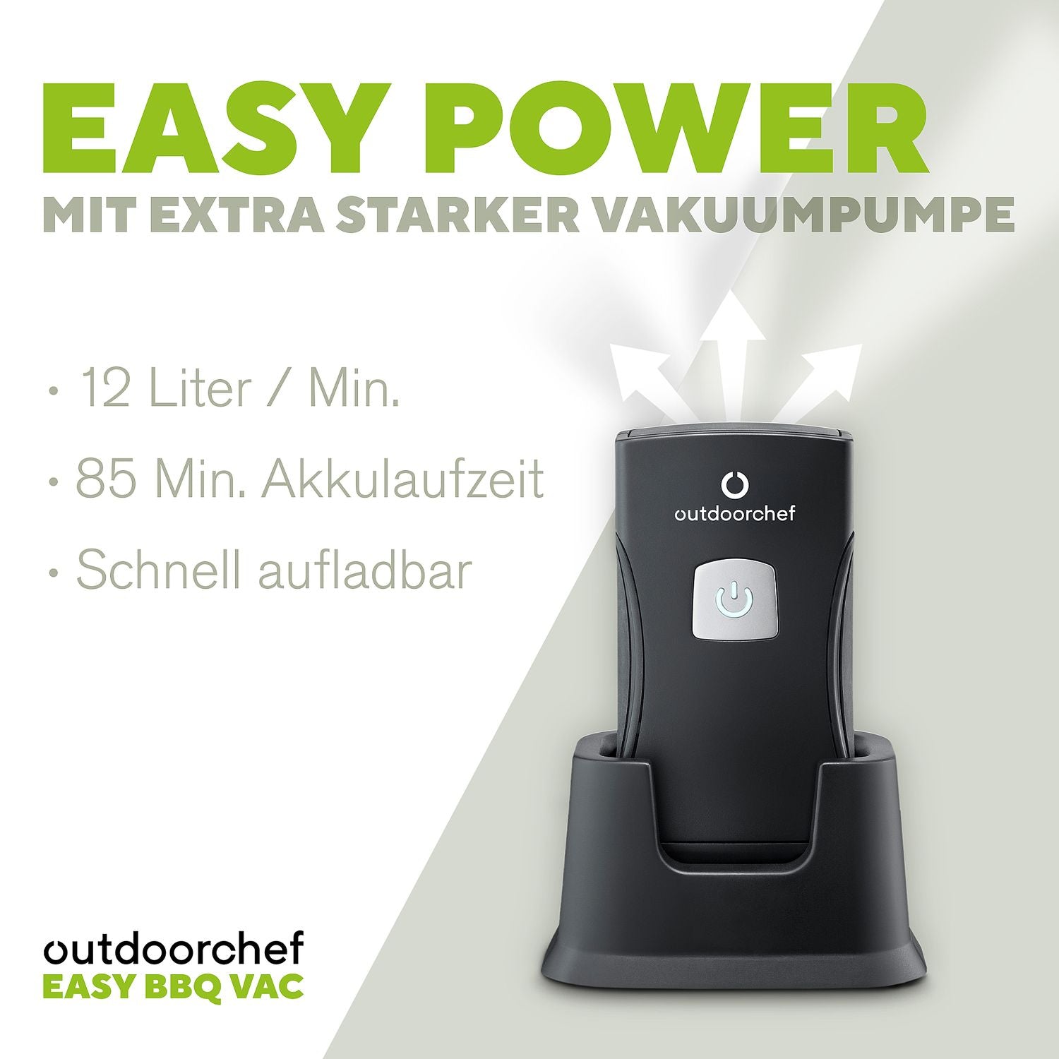 Easy BBQ Vac vakuumpakker trådløs med startsett detalj av pumpe