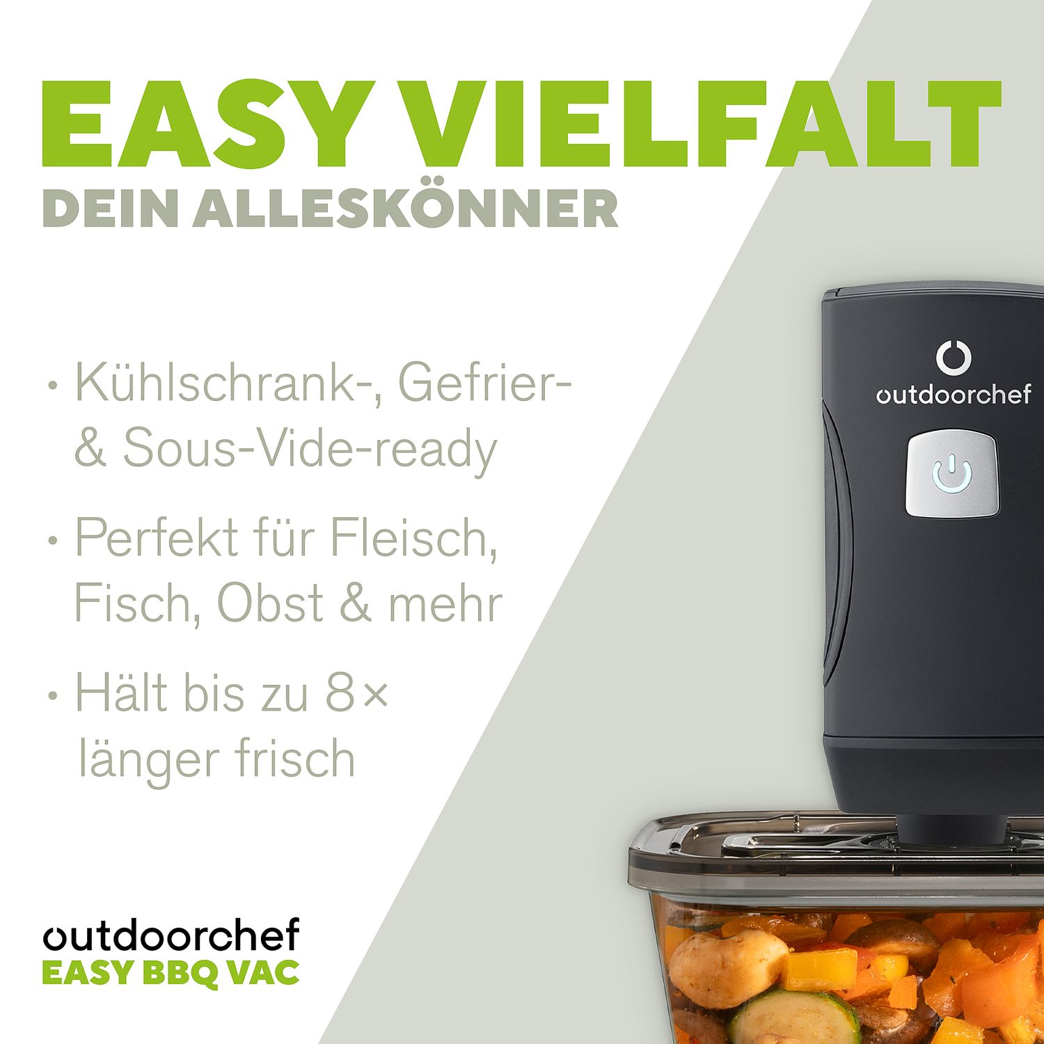 Easy BBQ Vac vakuumpakker trådløs med startsett montert på glassbeholder