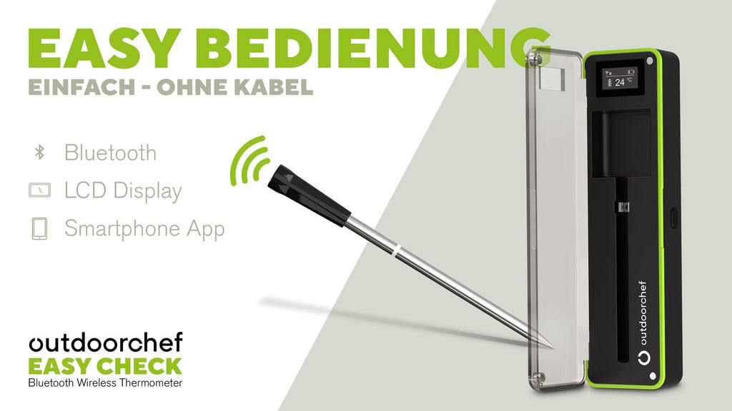 Easy Check Single trådløst Bluetooth steketermometer - Outdoorchef nærbilde av display