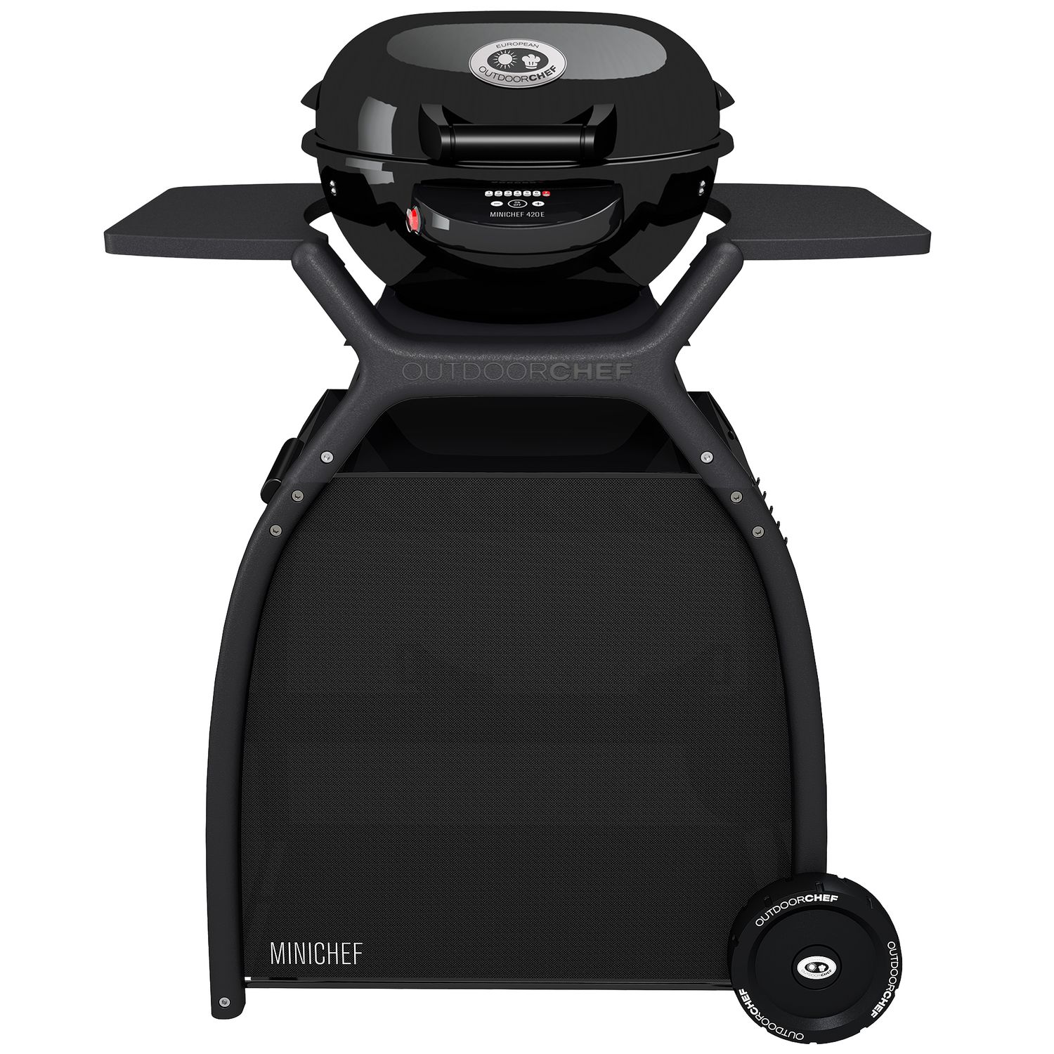 Elektrisk bordgrill Minichef 420 E med vogn og grilltrekk bakside
