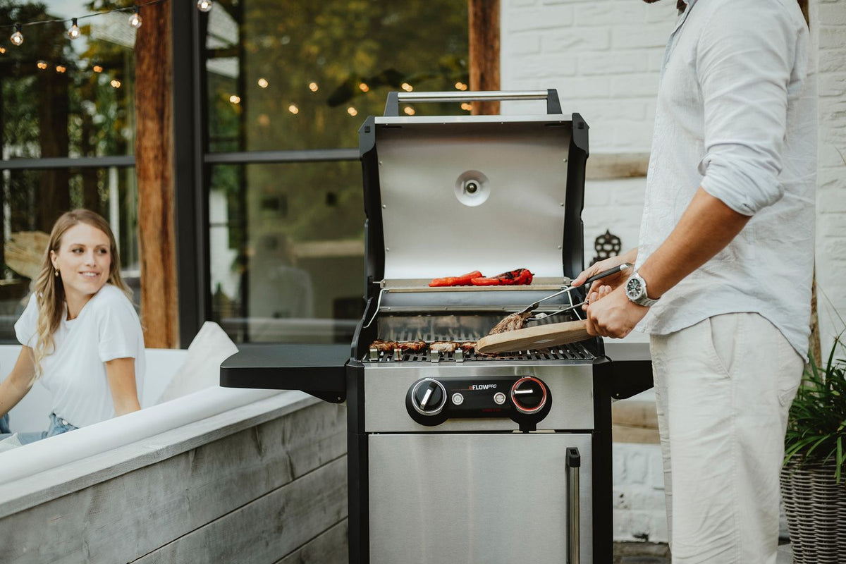 Elektrisk grill eFlow Pro 2 Turbo rustfritt stål støpejernsrist bakside