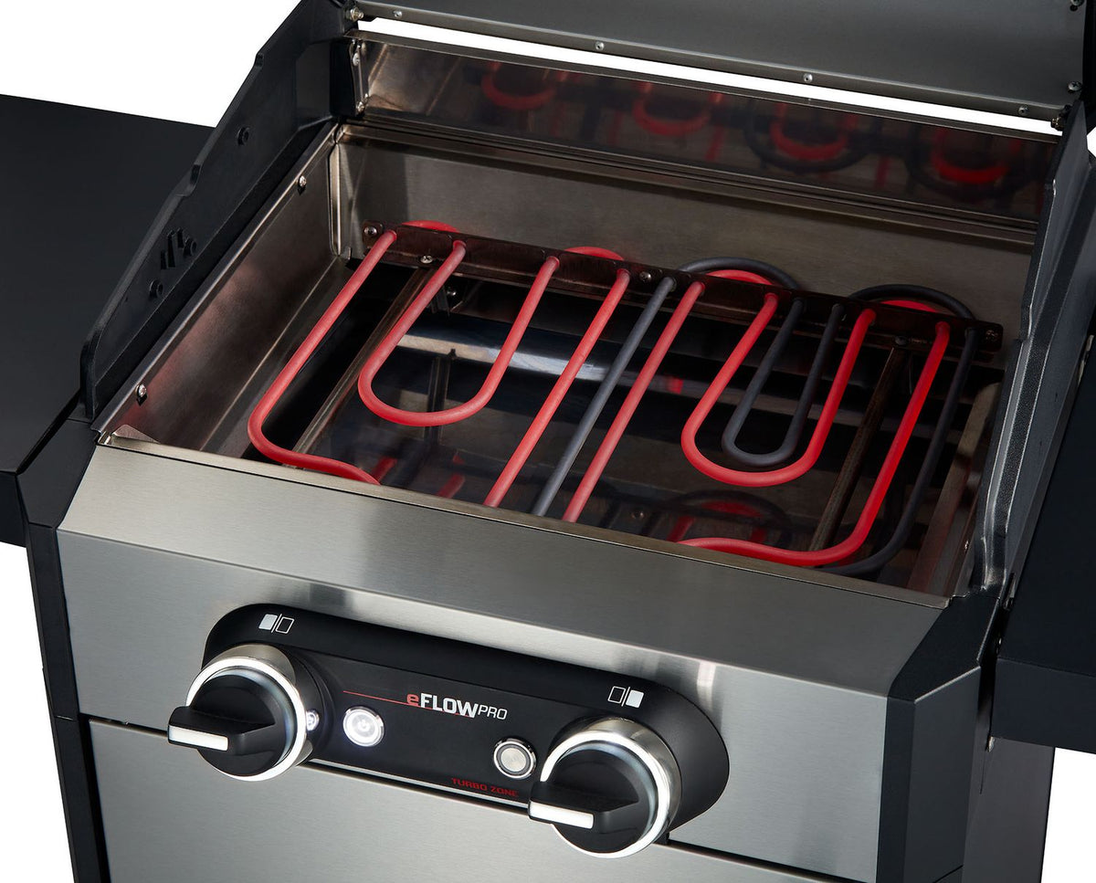 Montert Elektrisk grill eFlow Pro 2 Turbo rustfritt stål støpejernsrist med sidebord