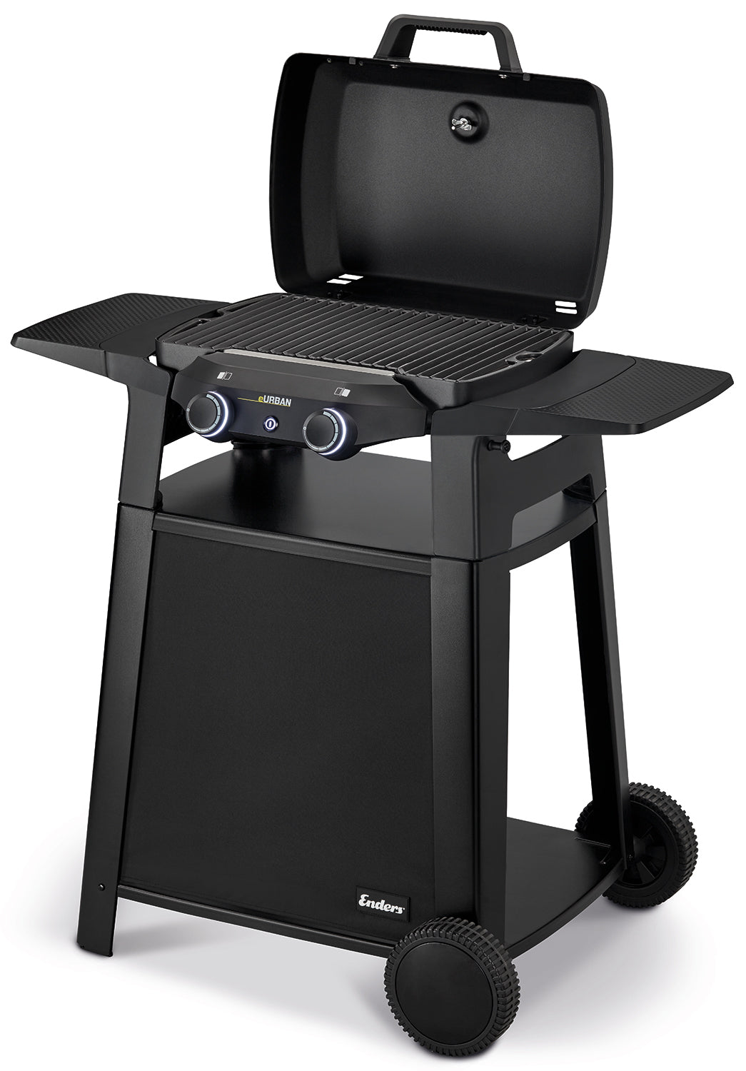 Elektrisk grill eUrban 2 inkl. tralle støpejernsrist montert med sidebord