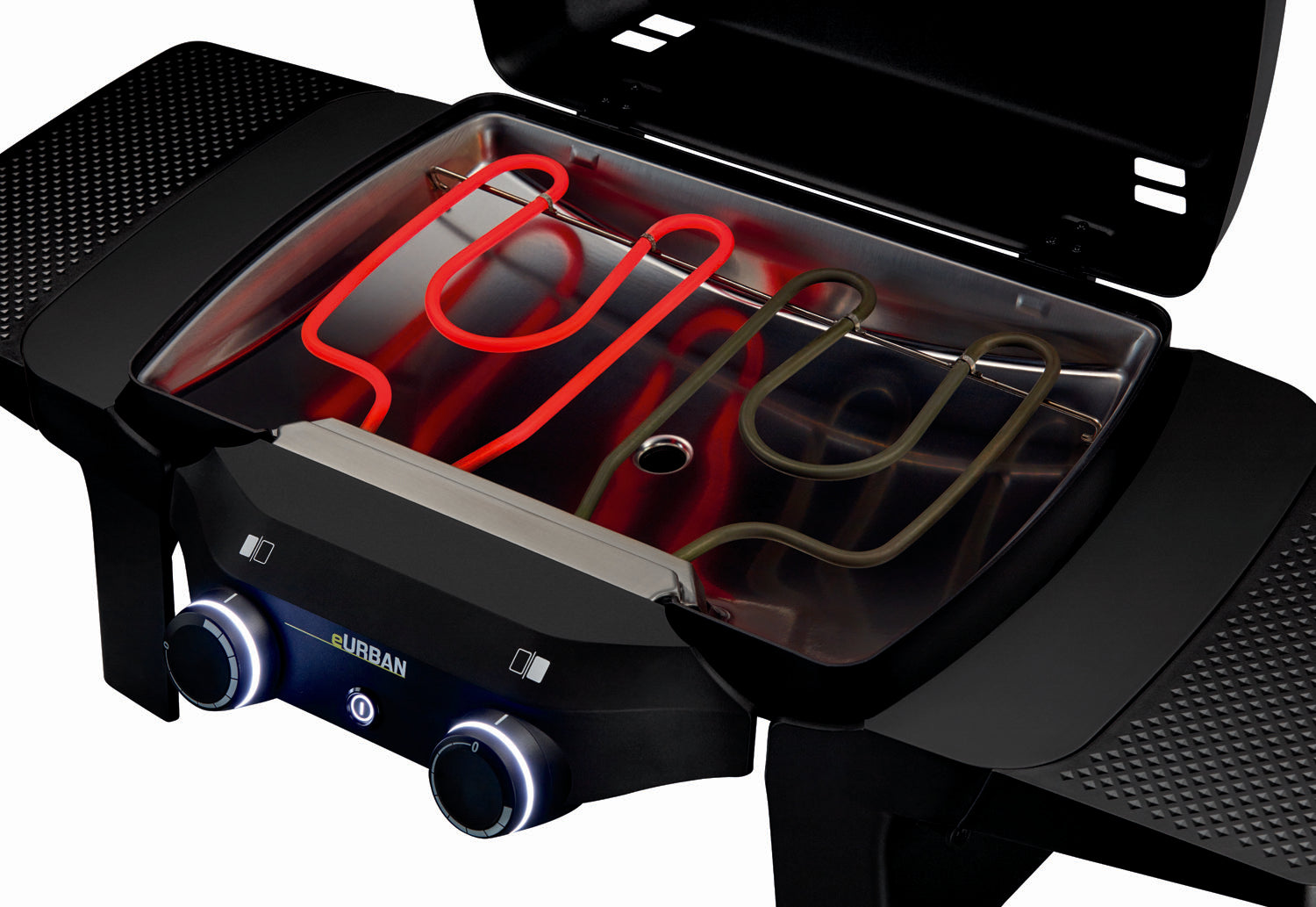Elektrisk grill eUrban 2 inkl. tralle støpejernsrist med åpen lokk