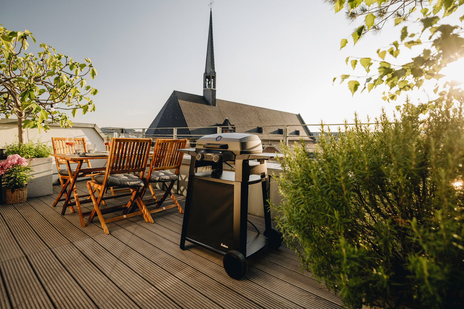 Elektrisk grill eUrban Pro 2 Turbo inkl. tralle støpejernsrist bakside