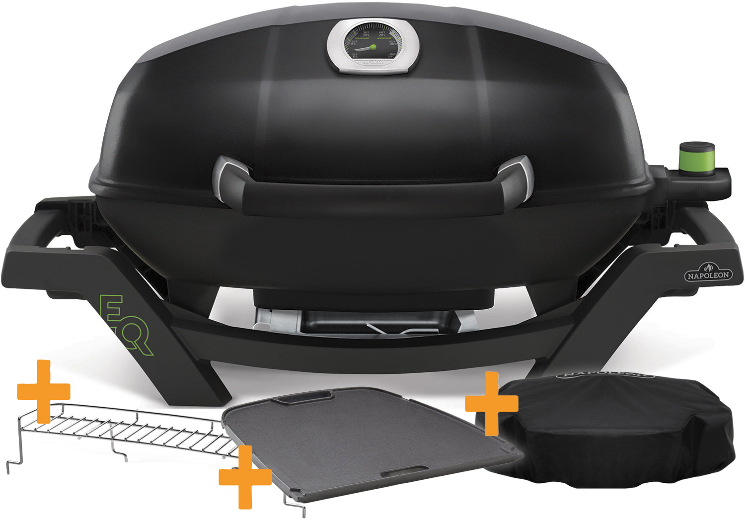 Elektrisk grill TravelQ PRO285E sett med grillplate og varmerist - forfra