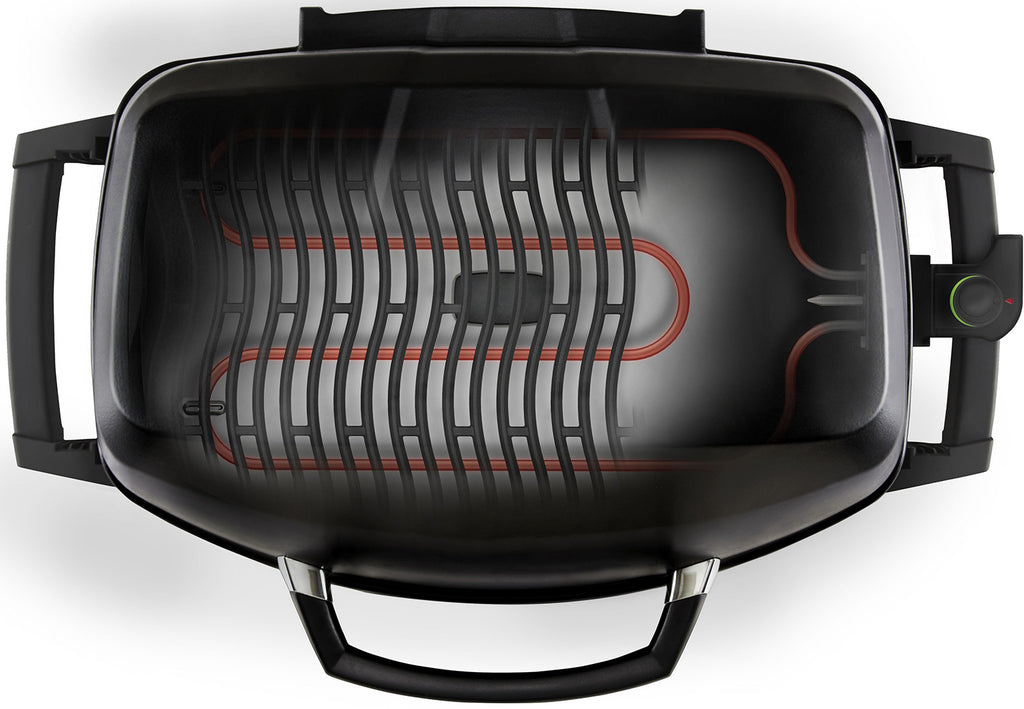 Elektrisk grill TravelQ PRO285E sett med grillplate og varmerist - nærbilde av varmerist