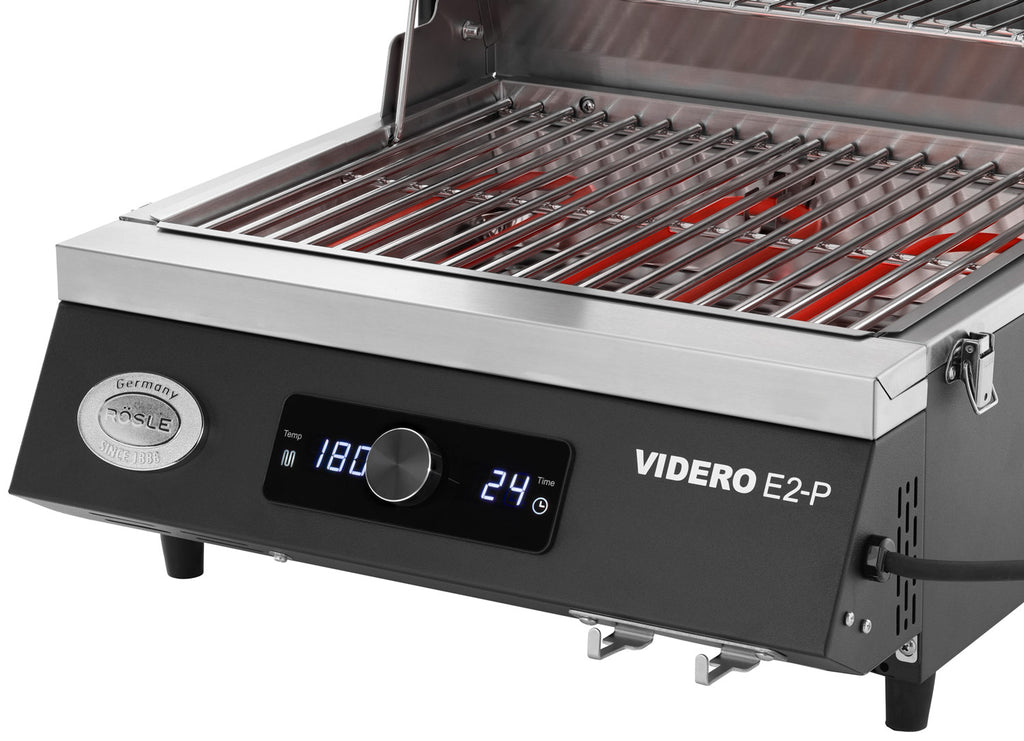 Nærbilde av kontrollpanel på Elektrisk grill Videro E2-P campinggrill 2800W