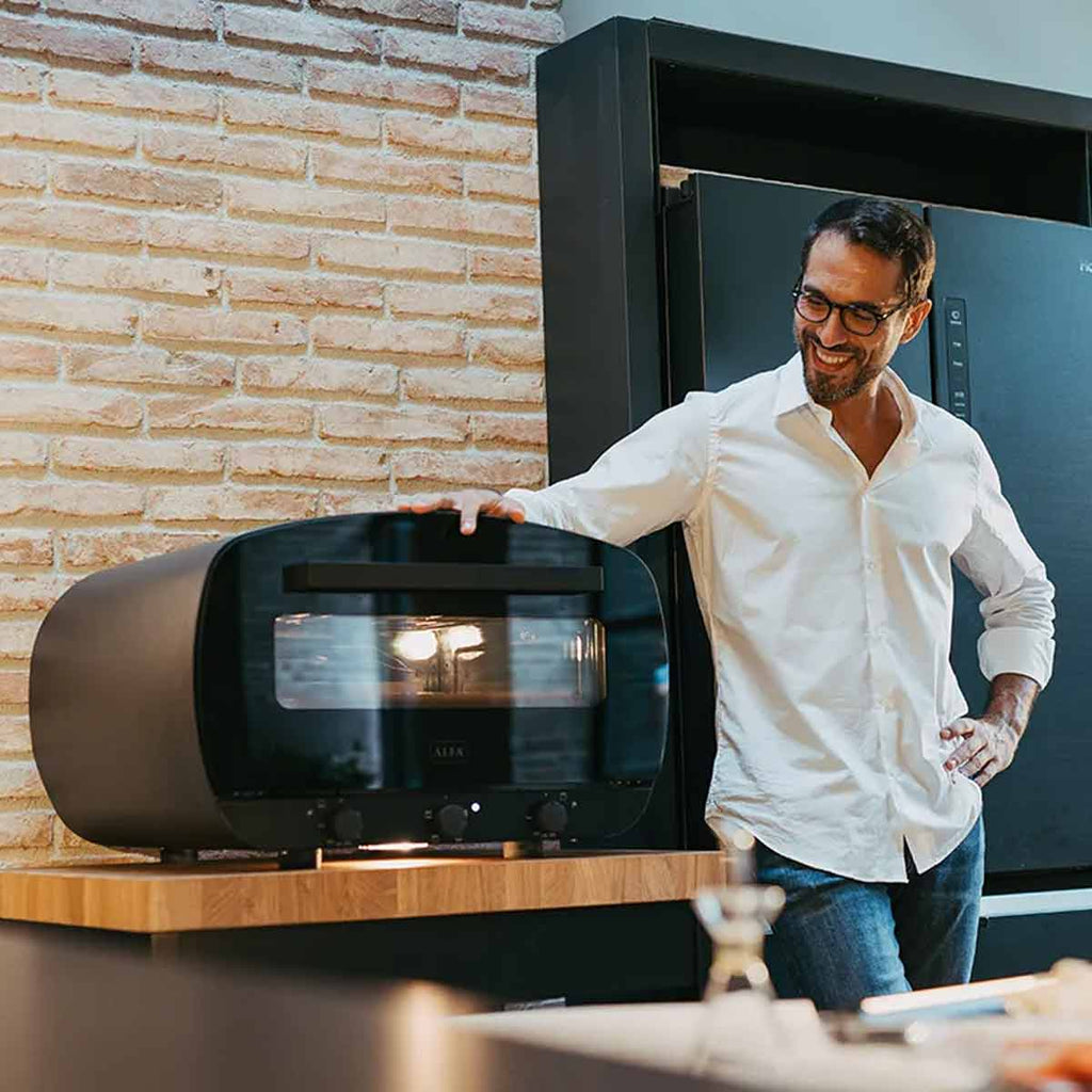Montert Elektrisk pizzaovn Urbe 400°C pizzastein 40 cm lysegrå