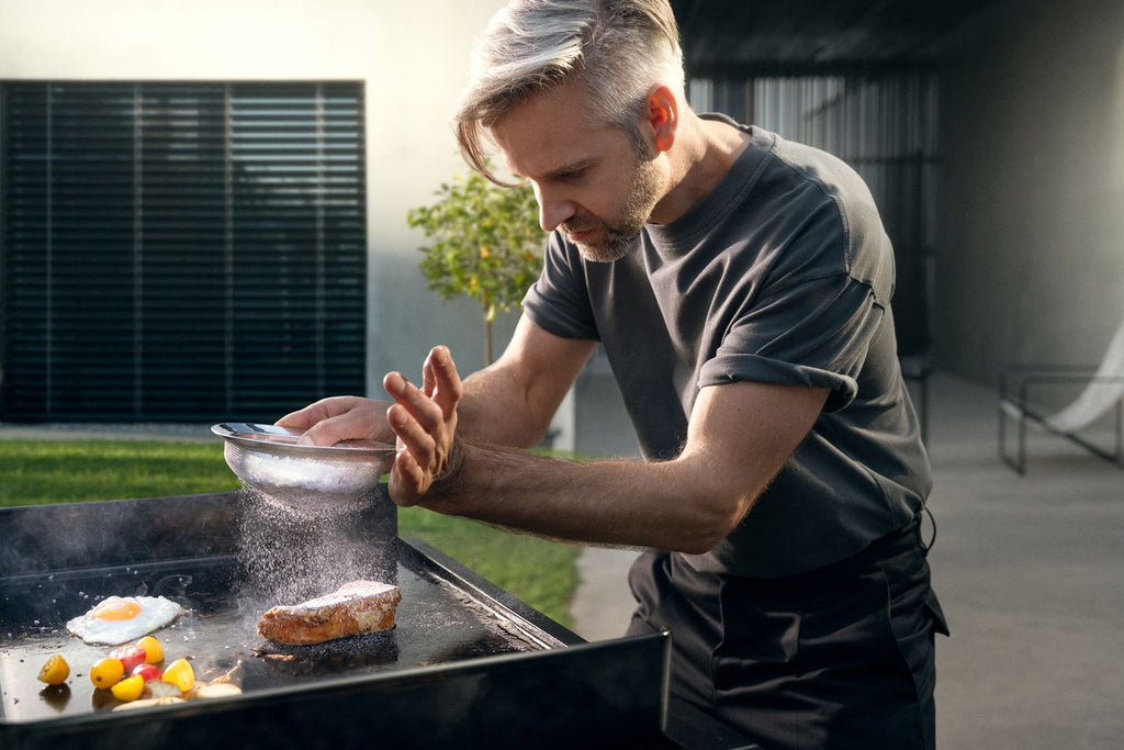 Nærbilde av kontrollpanel på Elektrisk plancha grill Edition One 60 cm støpejern - WMF
