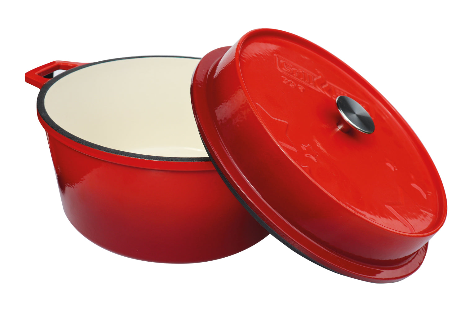 Emaljert dutch oven DO9 uten føtter 9,1 l rød - Grillfürst bakside