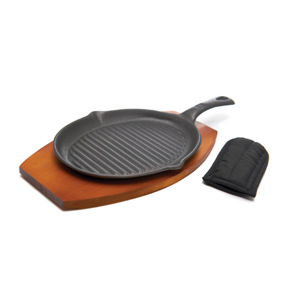 Fajita-panne støpejern 44x20 cm med serveringsbrett Broil King forfra