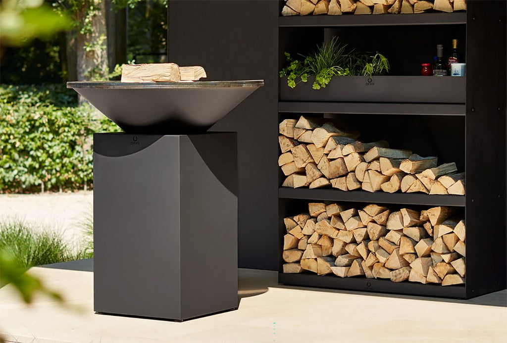 Feuerplatte Classic Black 85 cm stål 12 mm bakside