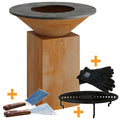 Feuerplatte Classic Corten 85 cm med grillrist forfra