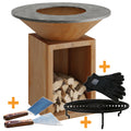 Feuerplatte Classic Storage Corten 100 med grillrist forfra