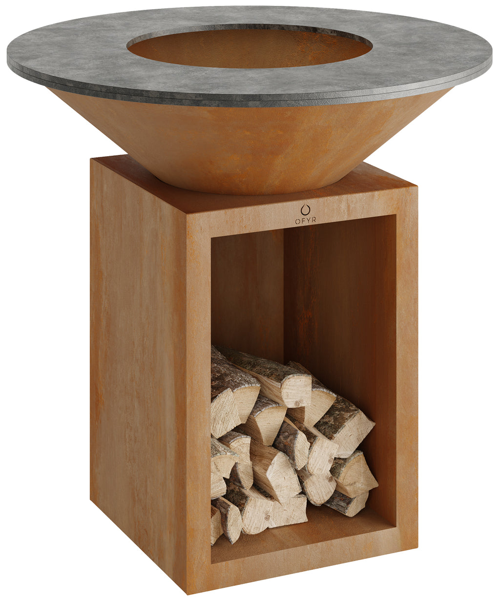 Feuerplatte Classic Storage Corten 100 med grillrist bakside