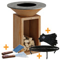 Feuerplatte Classic Storage Corten 85 med tilbehørssett forfra