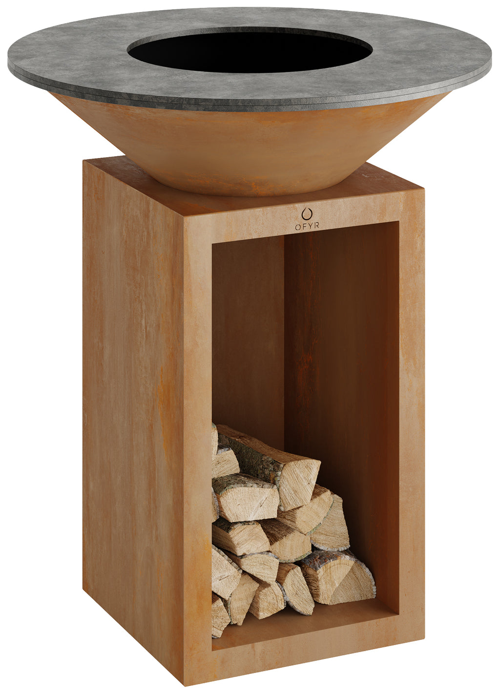 Feuerplatte Classic Storage Corten 85 med tilbehørssett bakside