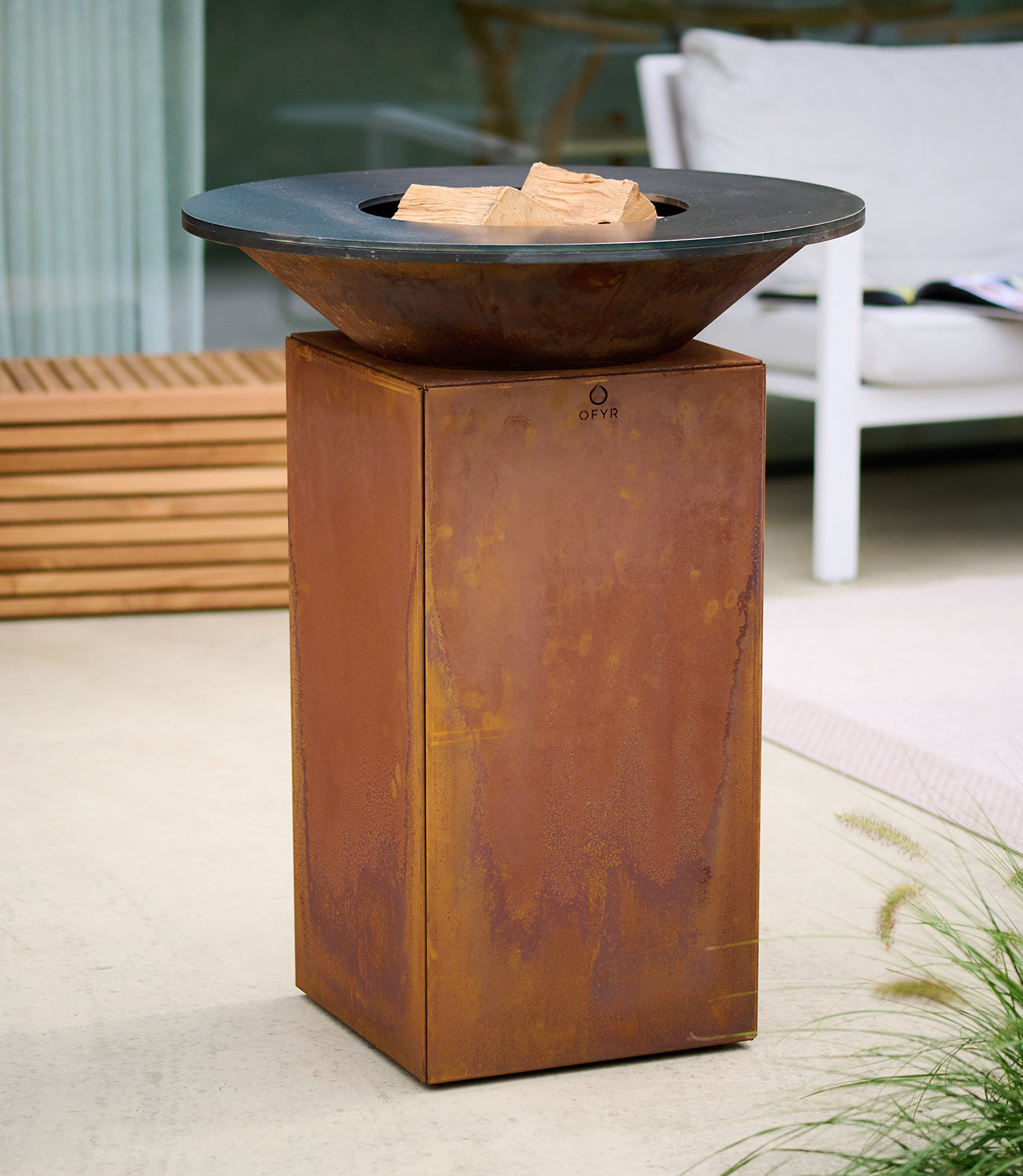 Feuerplatte Corten 75 cm stål 8 mm - OFYR bakside