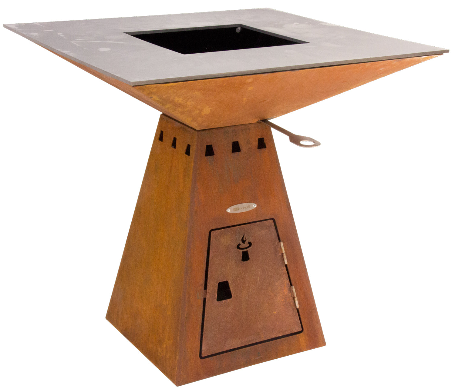 Feuerplatte Cube M Basic 82x82 cm cortenstål detalj av grillflate