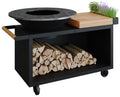 Feuerplatte Island Black 100 PRO teaktre forfra