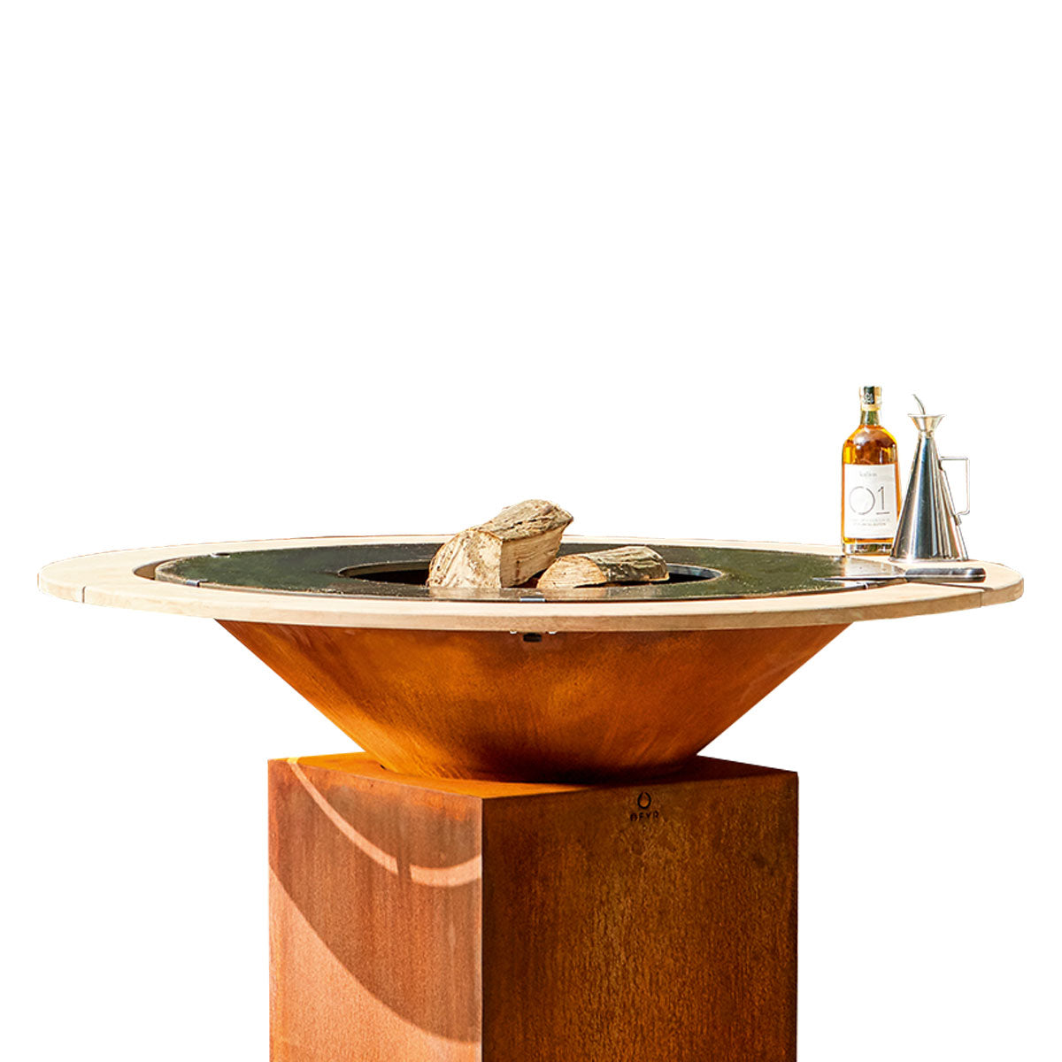 Fire Guard Ring 85 varmebeskyttelse i teak forfra