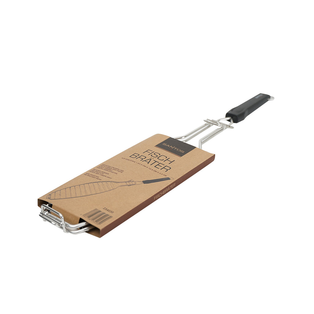 Fiskeholder rustfritt stål 61,5 cm 2-pakk - SANTOS med fisk i grill