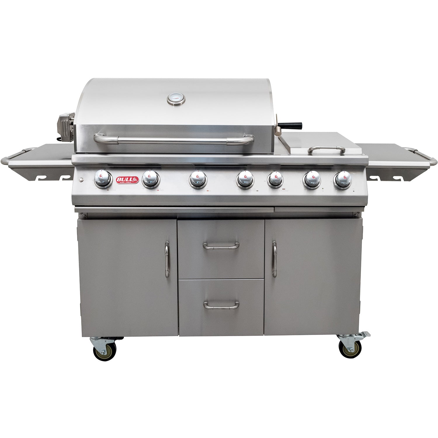 Gassgrill 7 Burner Premium 4+2 brennere med bakbrenner - BULL forfra